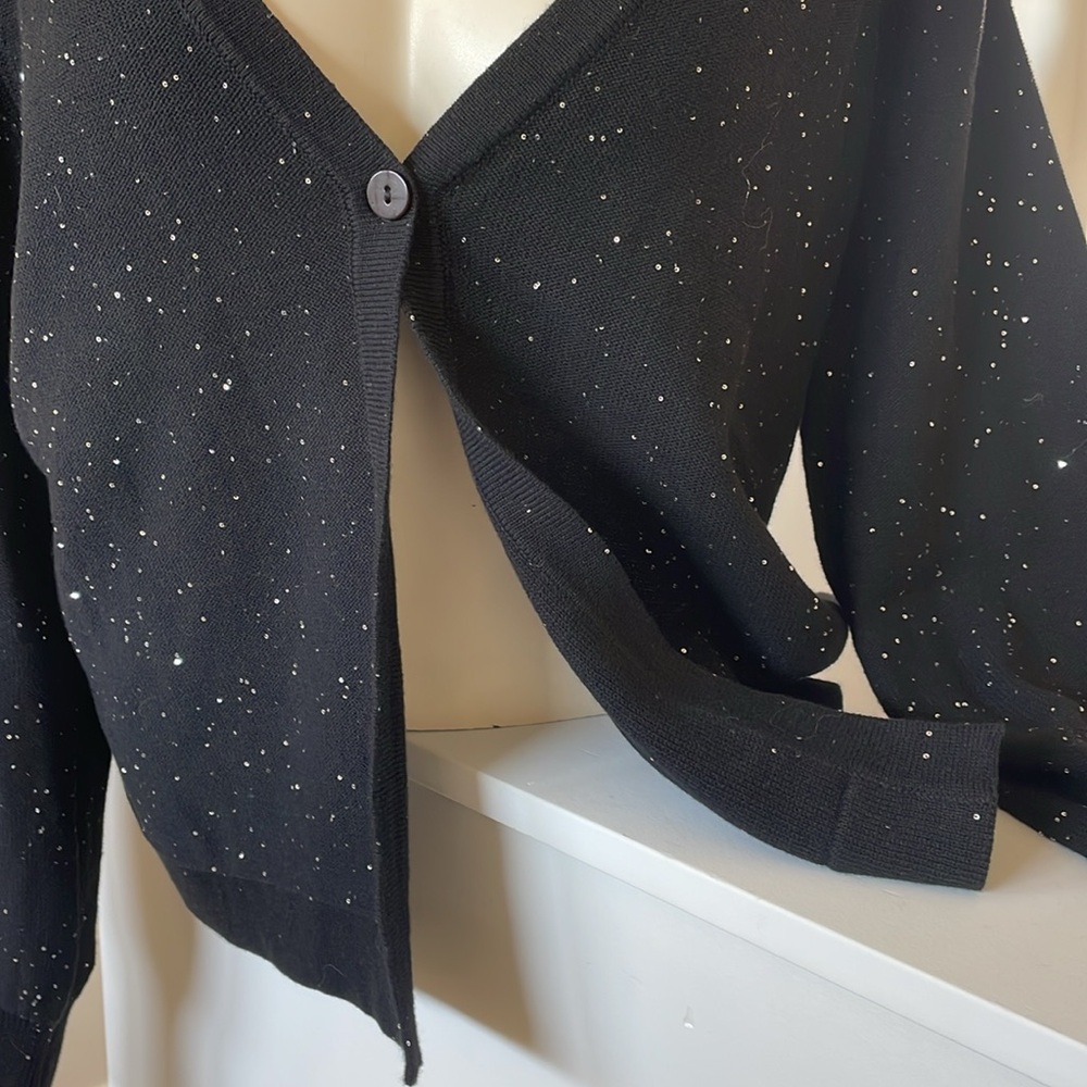 Olsen Like New Deep Black with Sparkles one button Shrug .